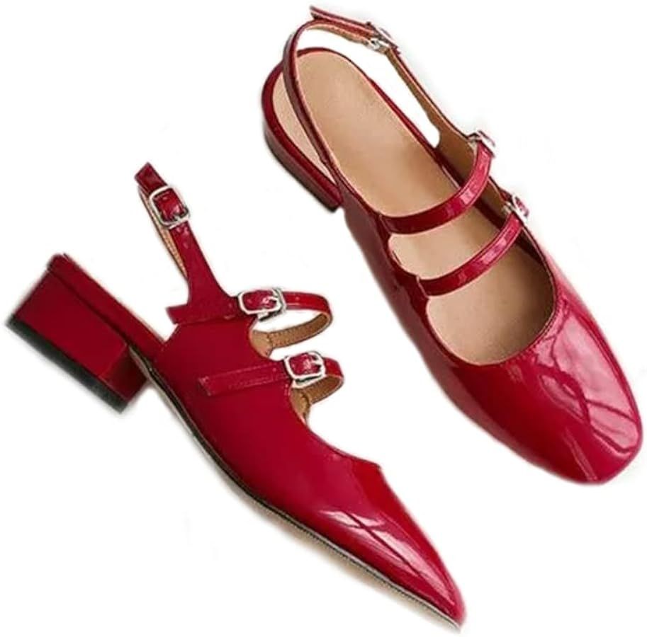 NEWBELLA Mary Jane Shoes Women Red 4 | Amazon (US)