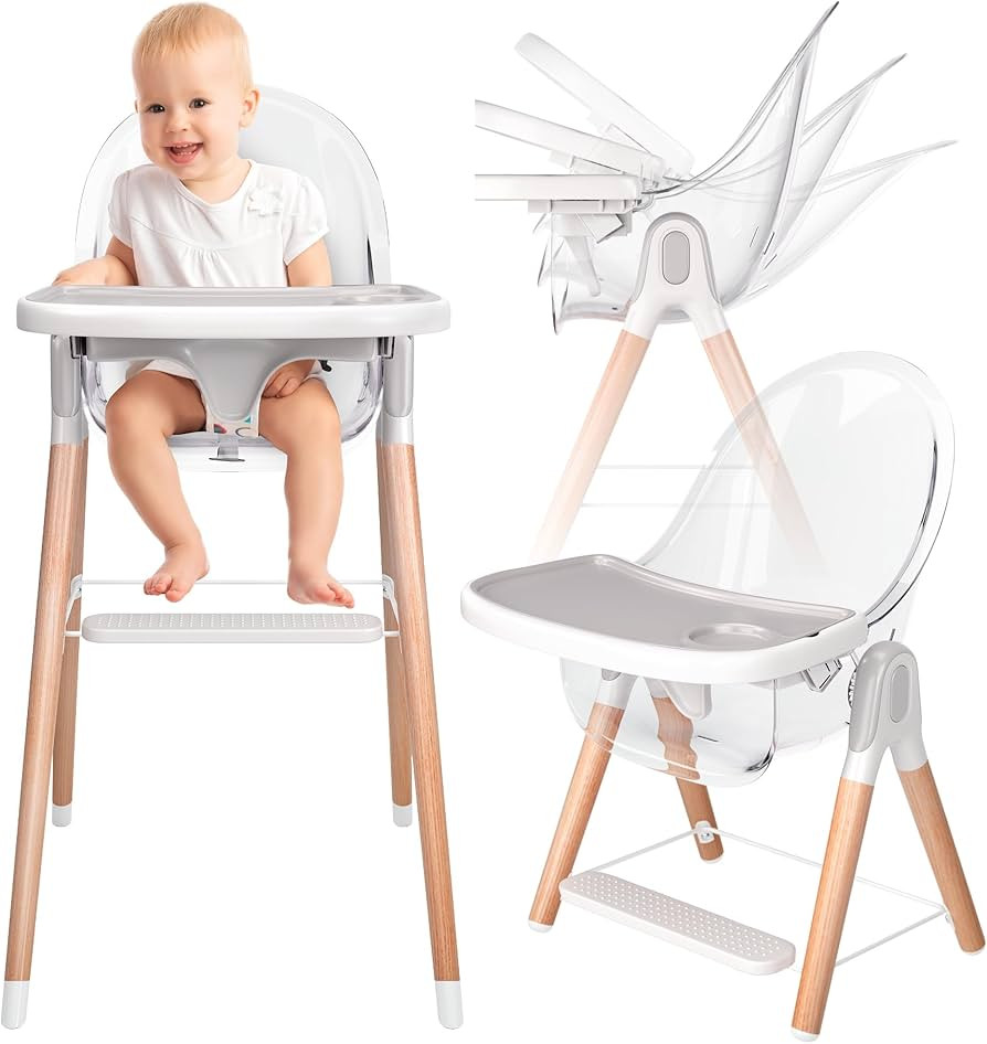 Children of Design 6 in 1 Deluxe Wooden High Chair for Babies & Toddlers, Modern Safe & Compact B... | Amazon (US)