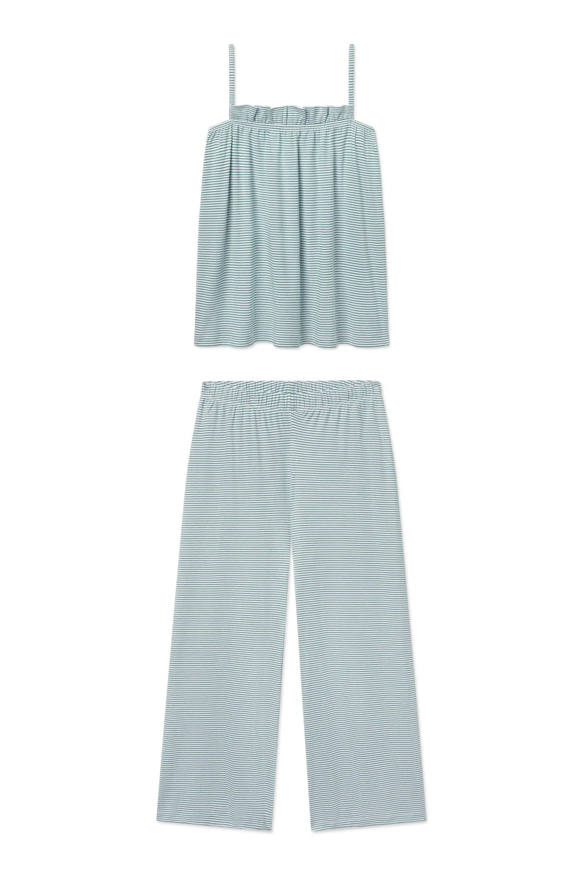Pima Ruffle Pants Set in Classic Green | Lake Pajamas
