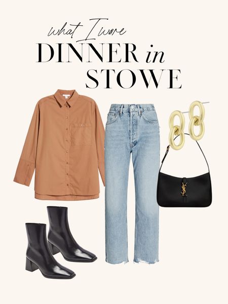 Fall vacation in Stowe, VT. Elevated casual dinner outfit. Size down in top and jeans, size up 1/2 size in boots. DANIELLE20 for 20% off jewelry!

Fall outfit, dinner outfit, jeans outfit, jeans and boots, fall boots, neutral outfit, minimal outfit, square toe boots

#LTKSeasonal #LTKstyletip #LTKtravel