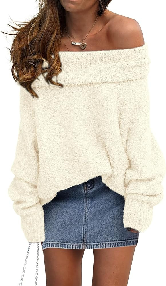 PRETTYGARDEN Women's Sweaters Fall Off The Shoulder Batwing Sleeve Top 2024 Outfits Loose Knitted... | Amazon (US)