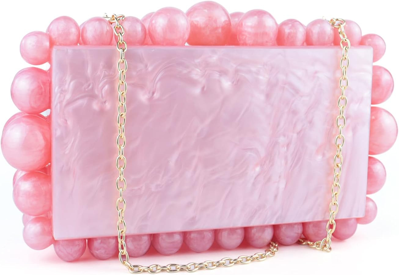 LADIHAB Acrylic Clutch Purses For Women Beaded Pearl Clutch Purse Evening Clutch Acrylic Handbag ... | Amazon (US)