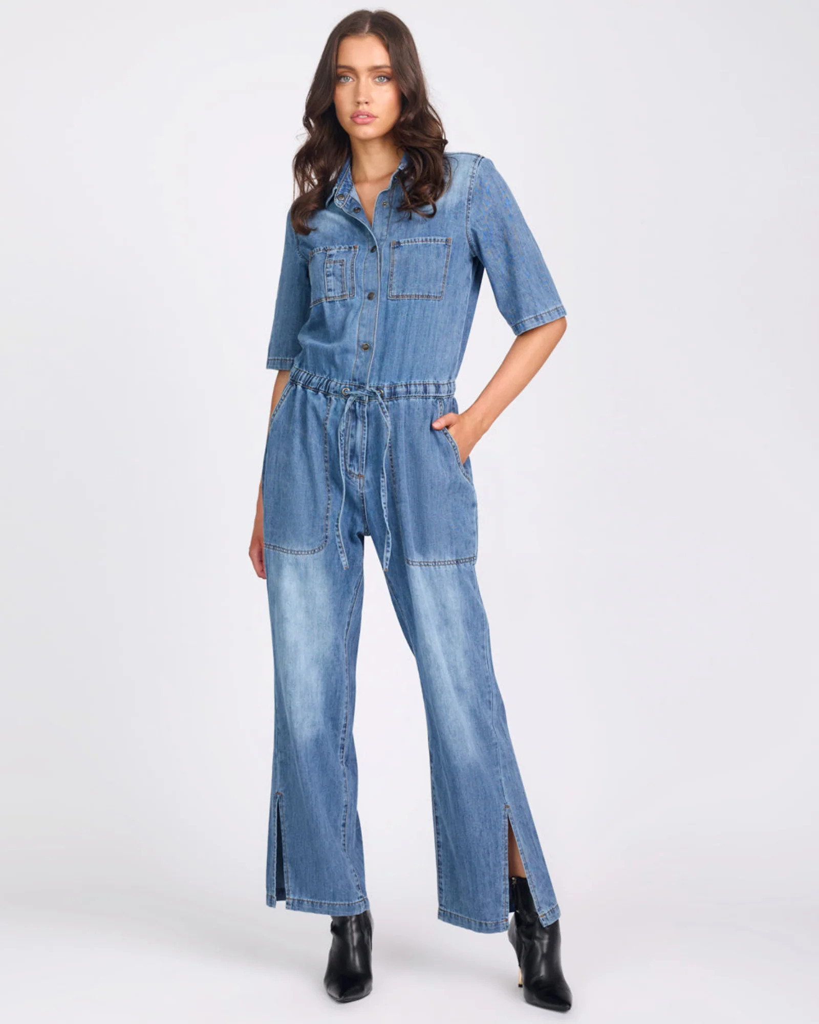 Veronica Denim Jumpsuit - Westland Blue | One Teaspoon | OneTeaspoon
