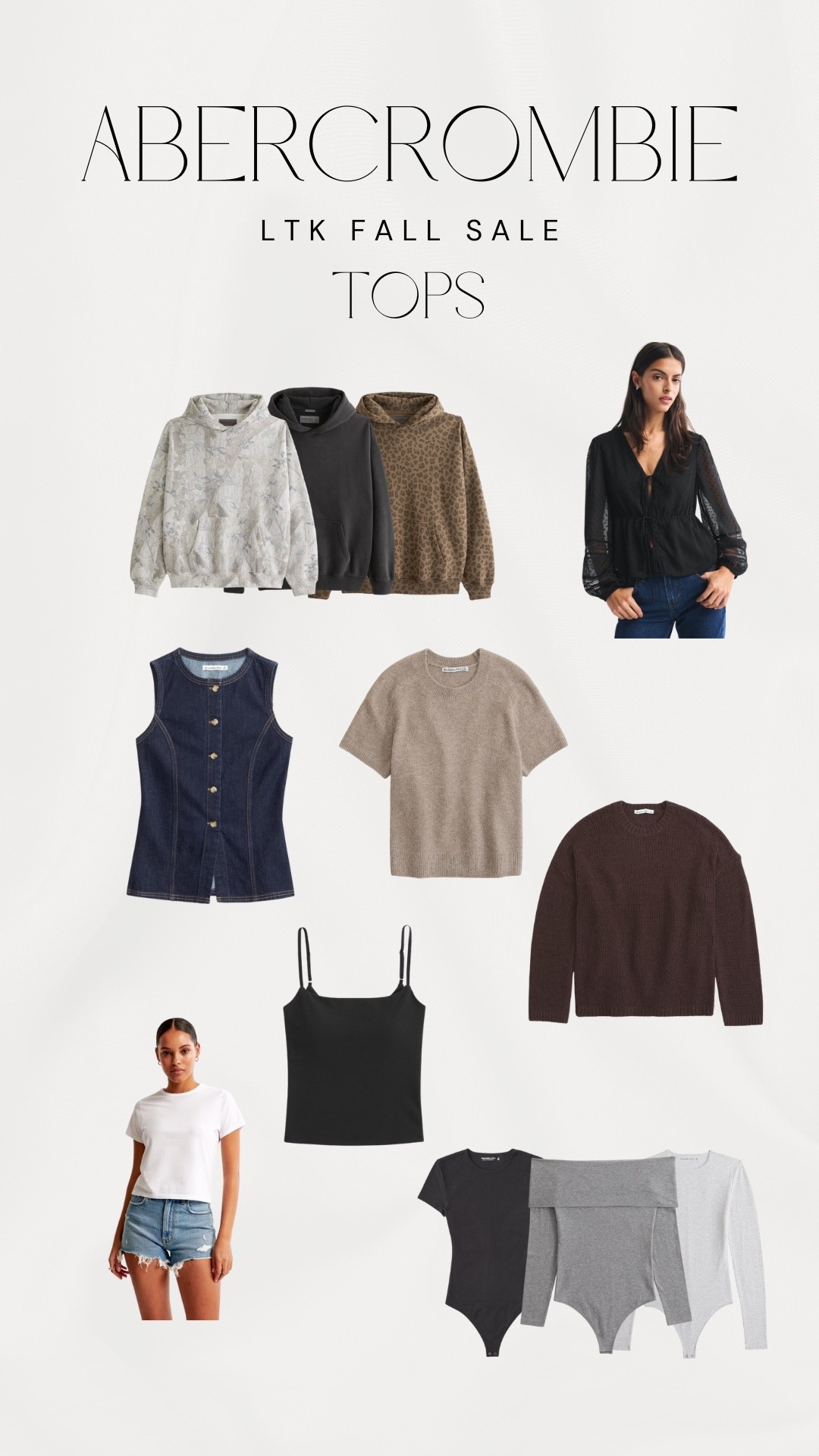 LTKs Fall Sale event is here! Sharing some of my favorite picks for tops and sweaters from Abercrombie! Which one is your favorite?!

Abercrombie tops, Abercrombie sweater, bodysuit, cami, denim vestt