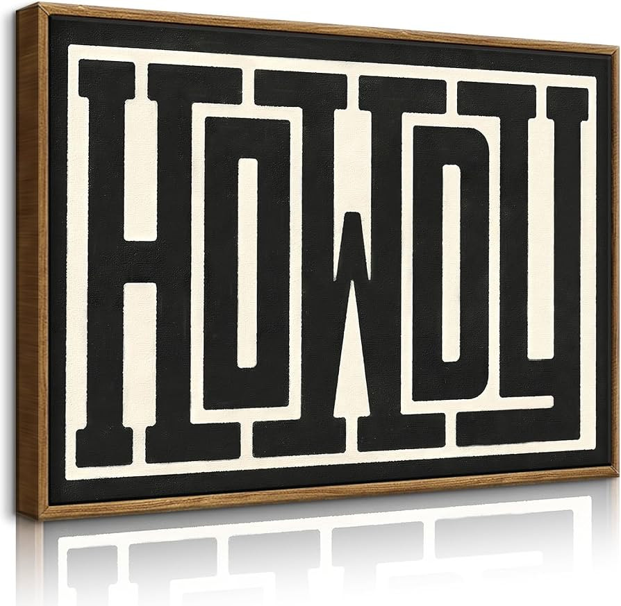 QIYFFBN Framed Funky Western Wall Decor Black and White Howdy Wall Art Big Texas Modern Canvas Pi... | Amazon (US)