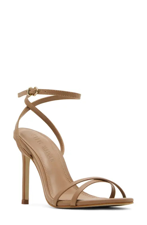 Steve Madden Ankle Strap Stiletto Sandal in Tan Leather at Nordstrom, Size 7.5 | Nordstrom