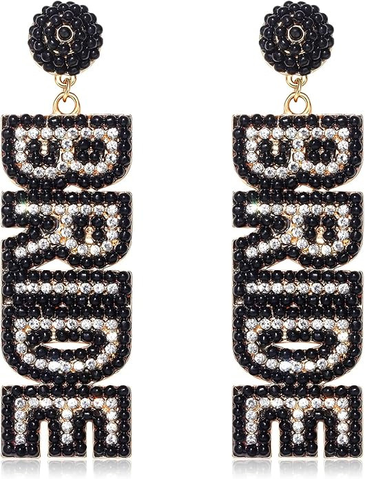 Rhinestone Bride Earrings for Women Handmade Beaded BRIDE Letter Dangle Earring Wedding Bridal Ea... | Amazon (US)