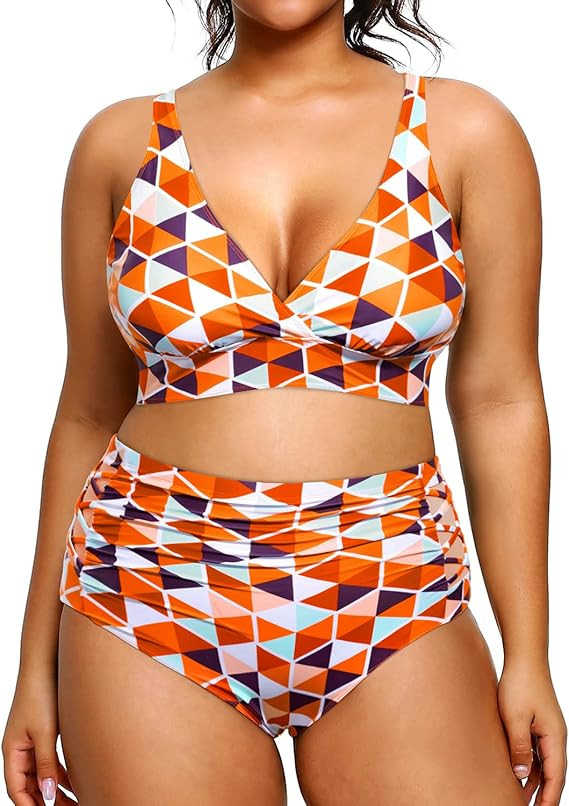 Yonique Womens Plus Size Bikini High Waisted Swimsuits Two Piece Bathing Suits Tummy Control Swim... | Amazon (US)