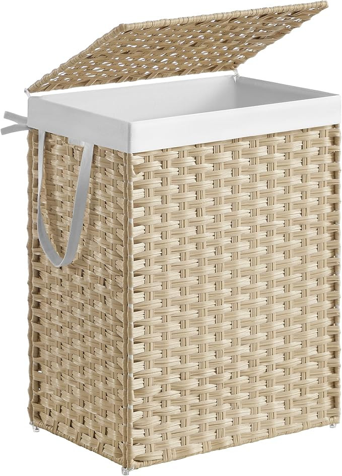 SONGMICS Laundry Hamper with Lid, 23.8 Gallon (90L) Synthetic Rattan Clothes Laundry Basket with ... | Amazon (US)