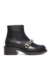 GIVENCHY Laura Leather Silver Chain Ankle Boots in Black | FWRD 