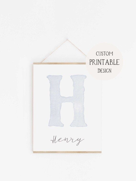 CUSTOM Watercolor Letter Monogram Nursery Printable Wall Art | Etsy | Etsy (US)