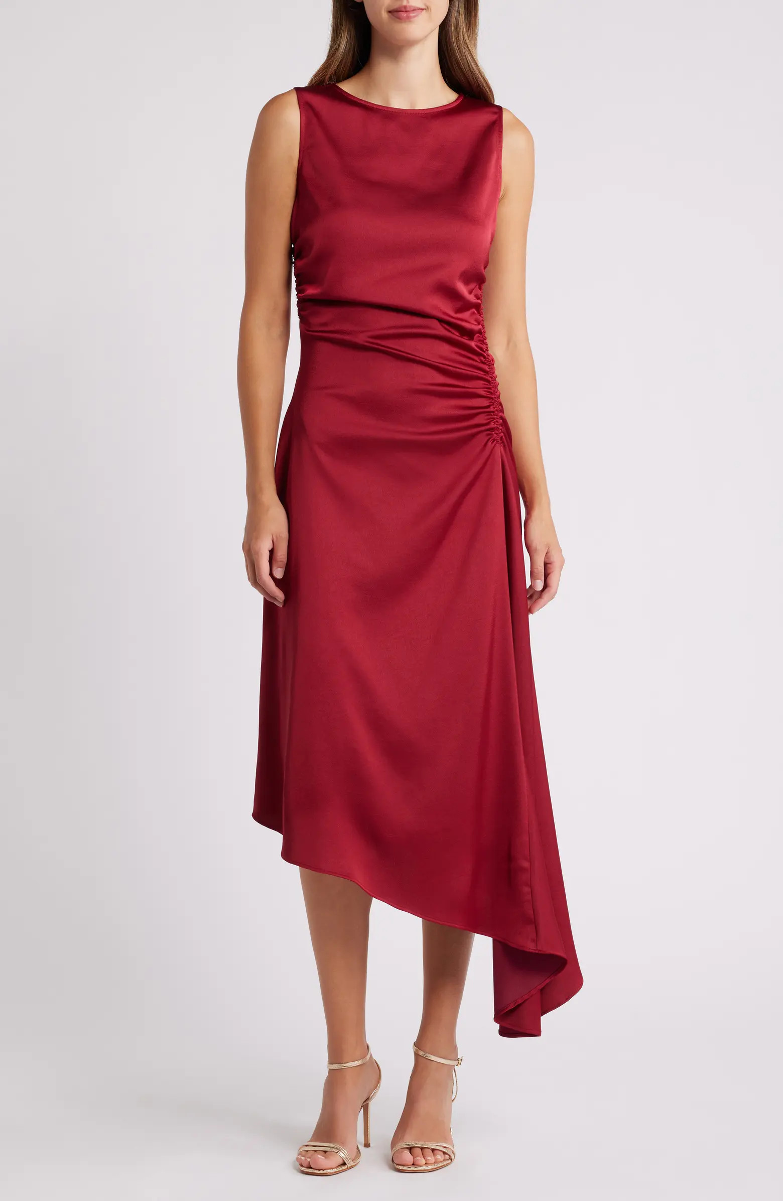 Luxely Finch Ruched Satin Midi Dress | Nordstrom | Nordstrom