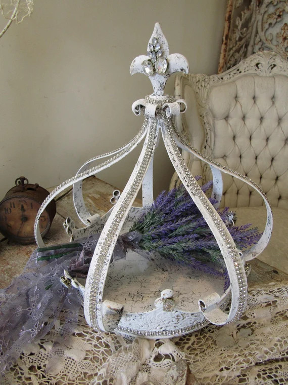 Large Crown Base Planter Distressed White Painted Piece With | Etsy | Etsy (US)