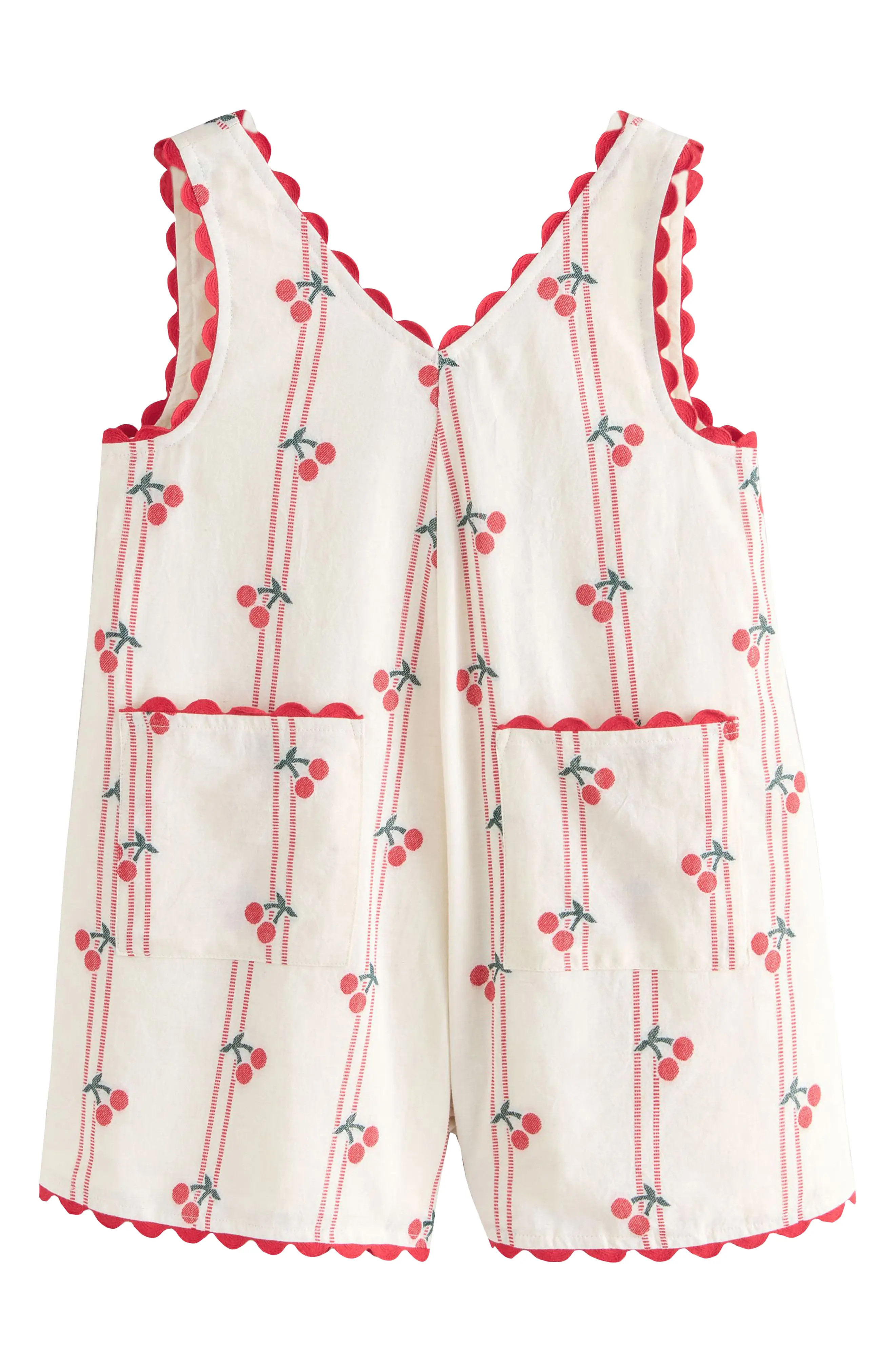 NEXT Kids' Cherry Jacquard Romper in Neutral at Nordstrom, Size 4Y | Nordstrom