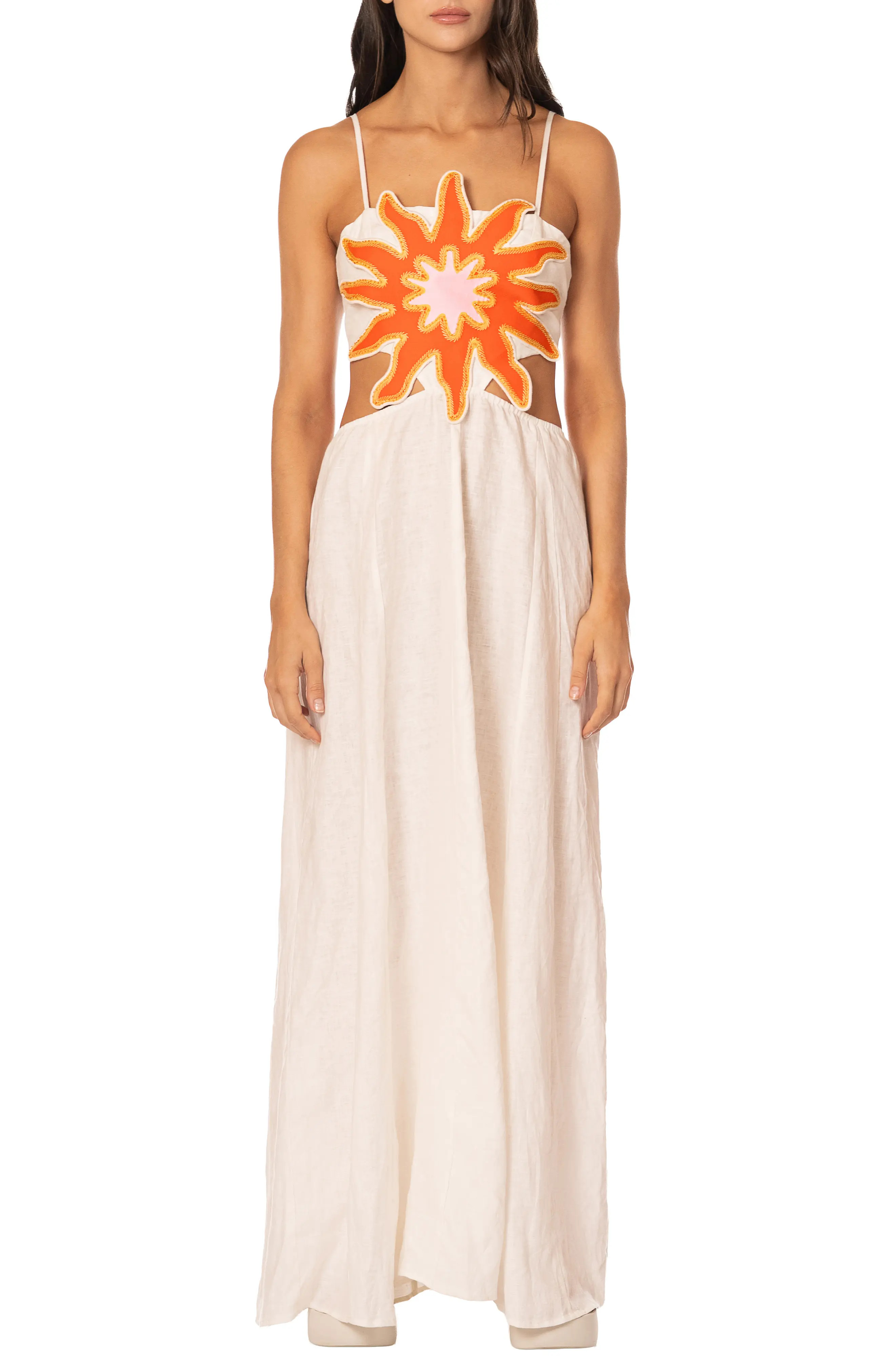 Maaji Coconut Milk Owen Cutout Maxi Dress in Light Beige at Nordstrom, Size Small | Nordstrom