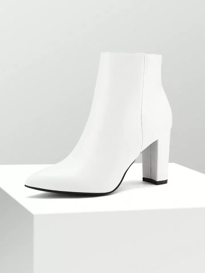 Women's Chunky Heel Ankle Booties Pointed Toe Boots | SHEIN