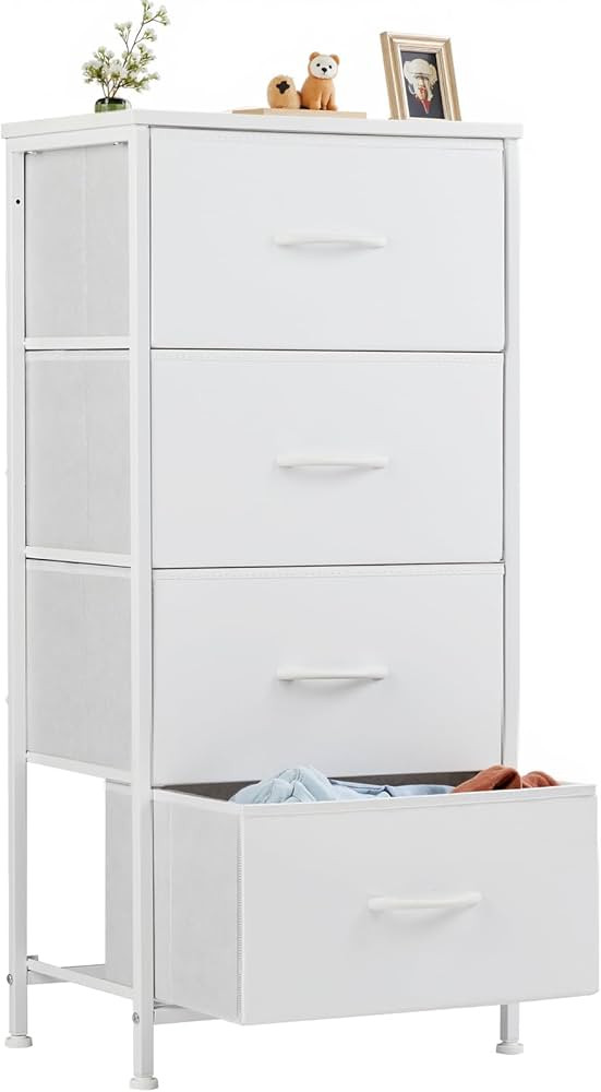 Sweetcrispy Nightstand Small Bedroom Dresser with 4 Fabric Drawers, Bed Side Furniture End Table,... | Amazon (US)