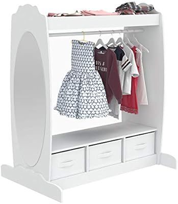 Mecor Kids Dress Up Storage with Mirror, Clothes Hook, Shelf and Rod - Kids Armoire with Fabric S... | Amazon (US)