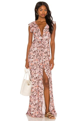 Maaji Ditsy Fortunata Long Dress in Pink from Revolve.com | Revolve Clothing (Global)