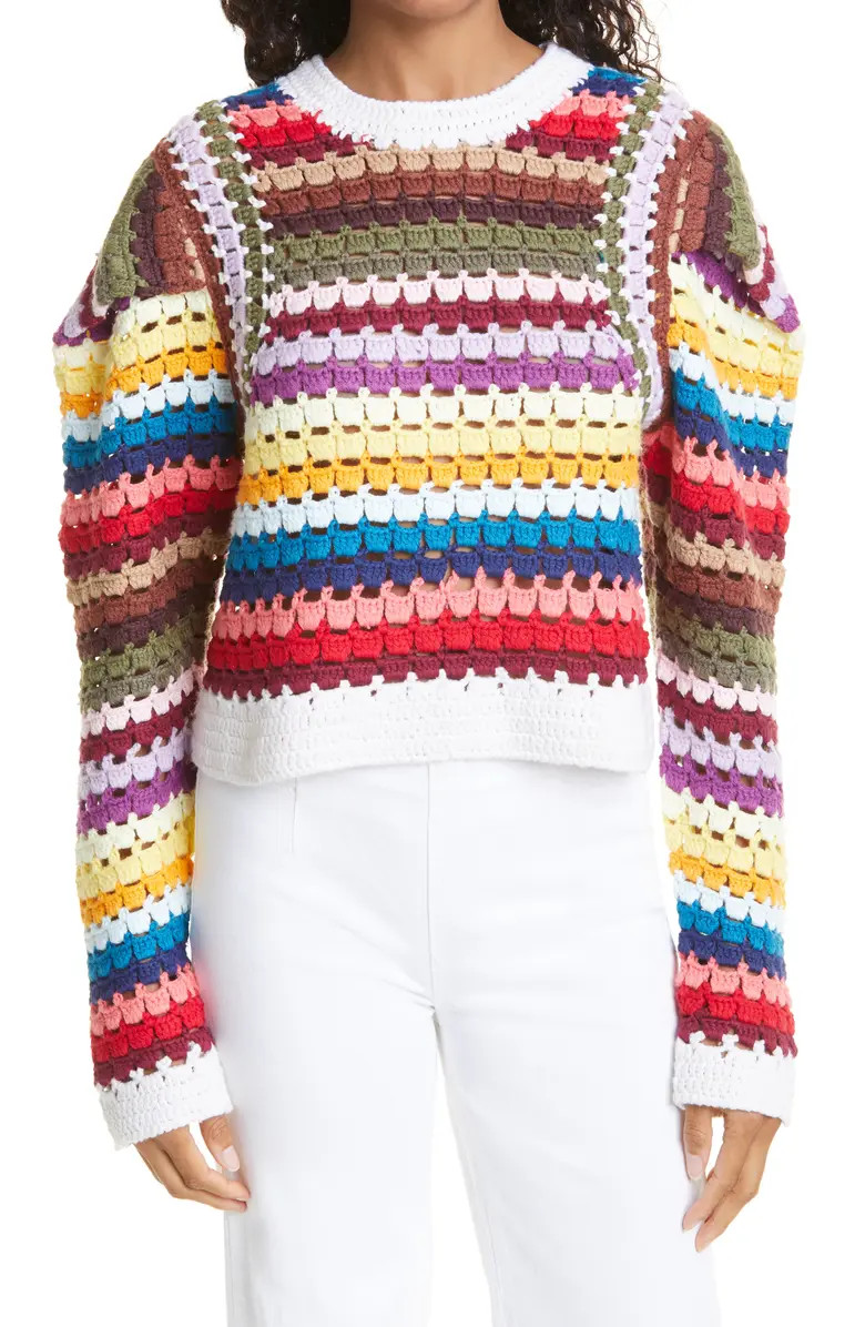 Sea Ziggy Stripe Balloon Sleeve Sweater | Nordstrom | Nordstrom