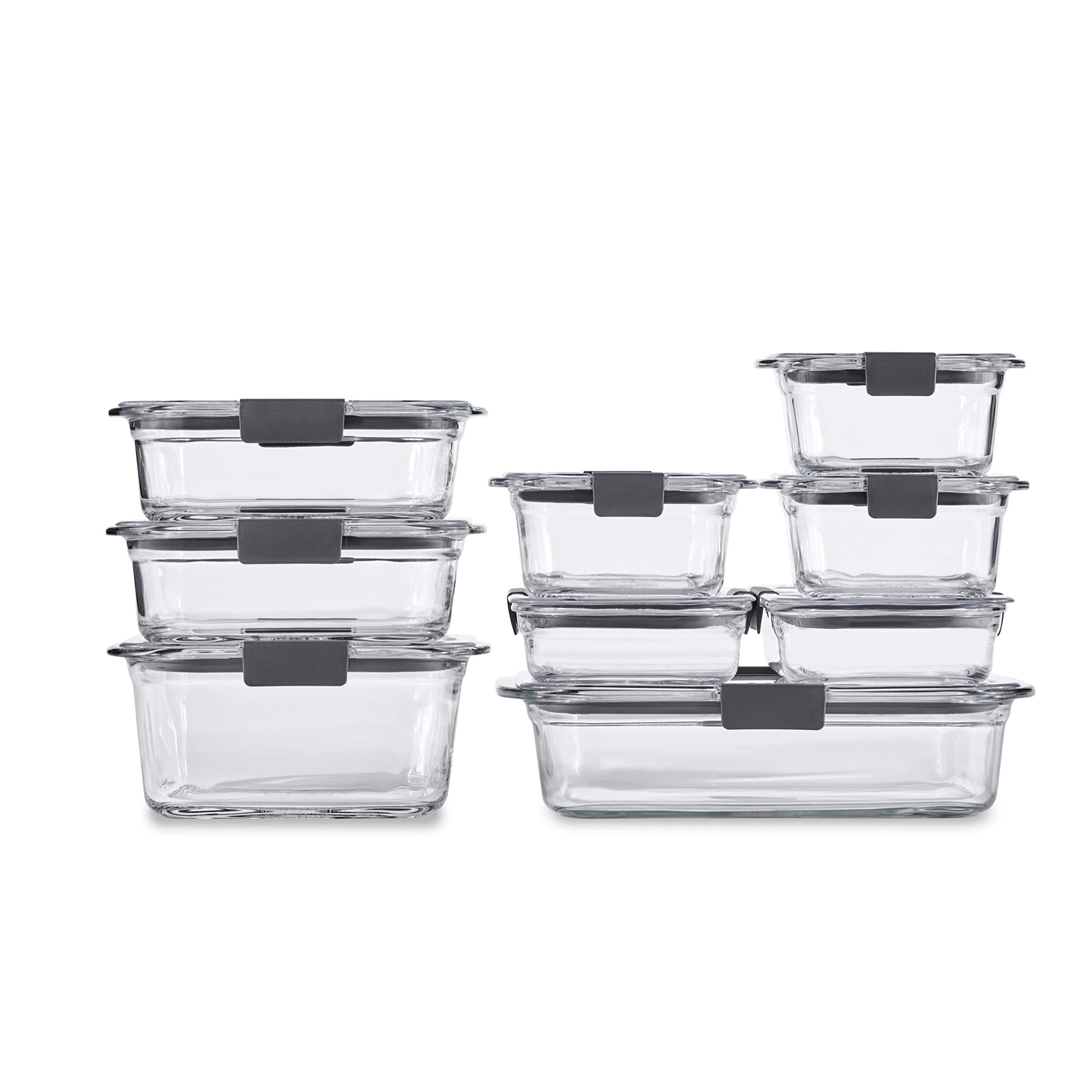 Rubbermaid Brilliance Glass Storage Set of 9 Food Containers with Lids (18 Pieces Total) | Amazon (US)