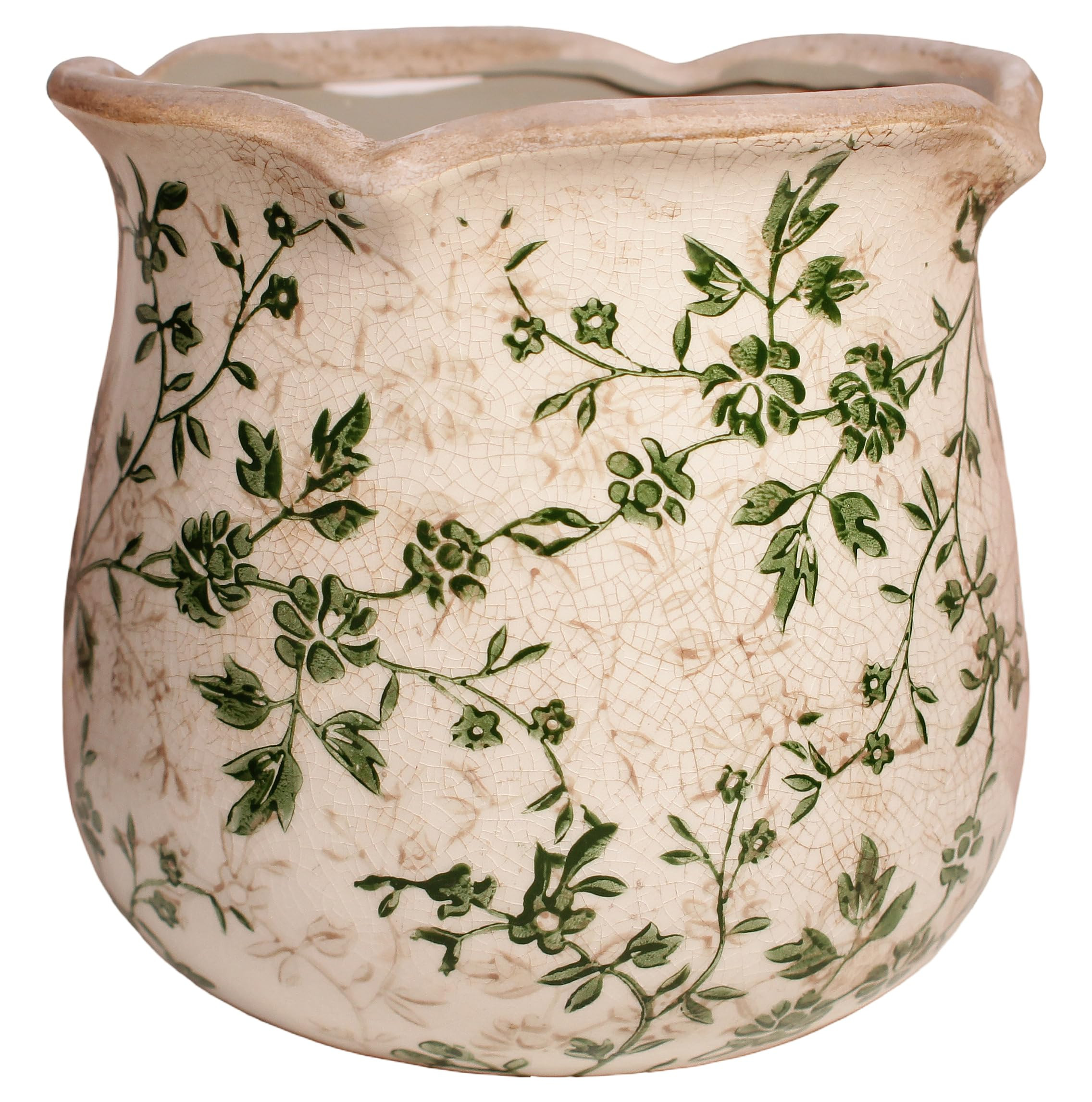 Vintage Ceramic 6.11'' Plant Pots, Decorative Vase for Indoor Garden, Room & Home Decor, Sage Bei... | Amazon (US)