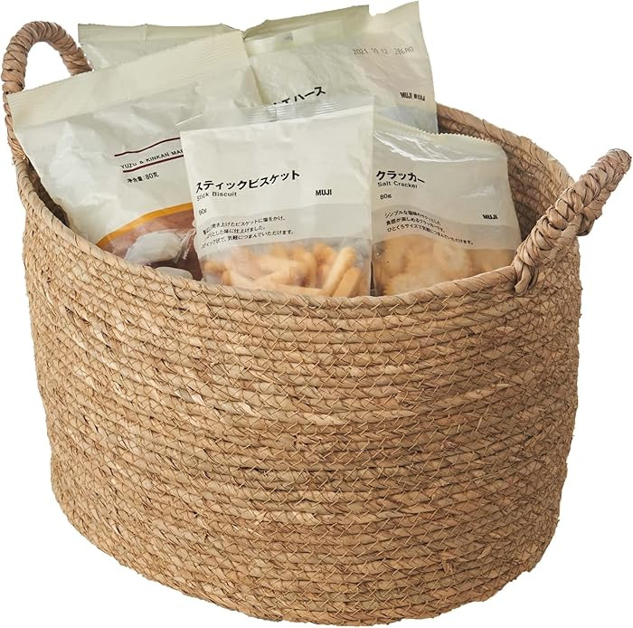 Eden & Willow Natural Straw Woven Storage Basket, Home Organisation Hamper Basket with Handles (M... | Amazon (UK)