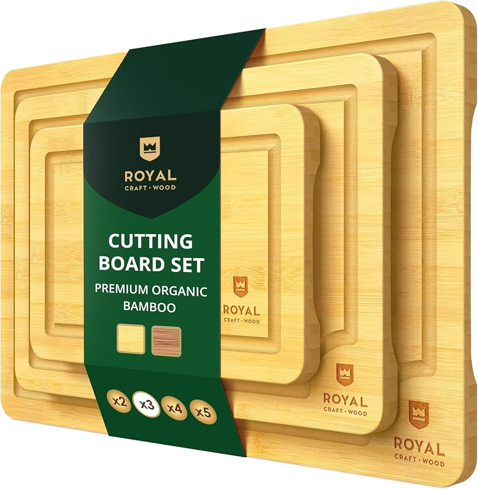 Wooden Cutting Boards for Kitchen Meal Prep & Serving - Bamboo Wood Cutting Board Set - Charcuter... | Amazon (US)