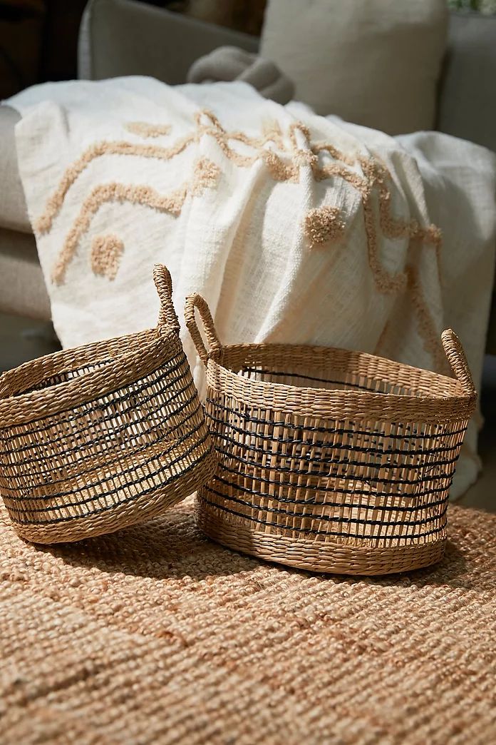 Seagrass Open Weave Baskets - Set Of 2 | Boohoo.com (US & CA)