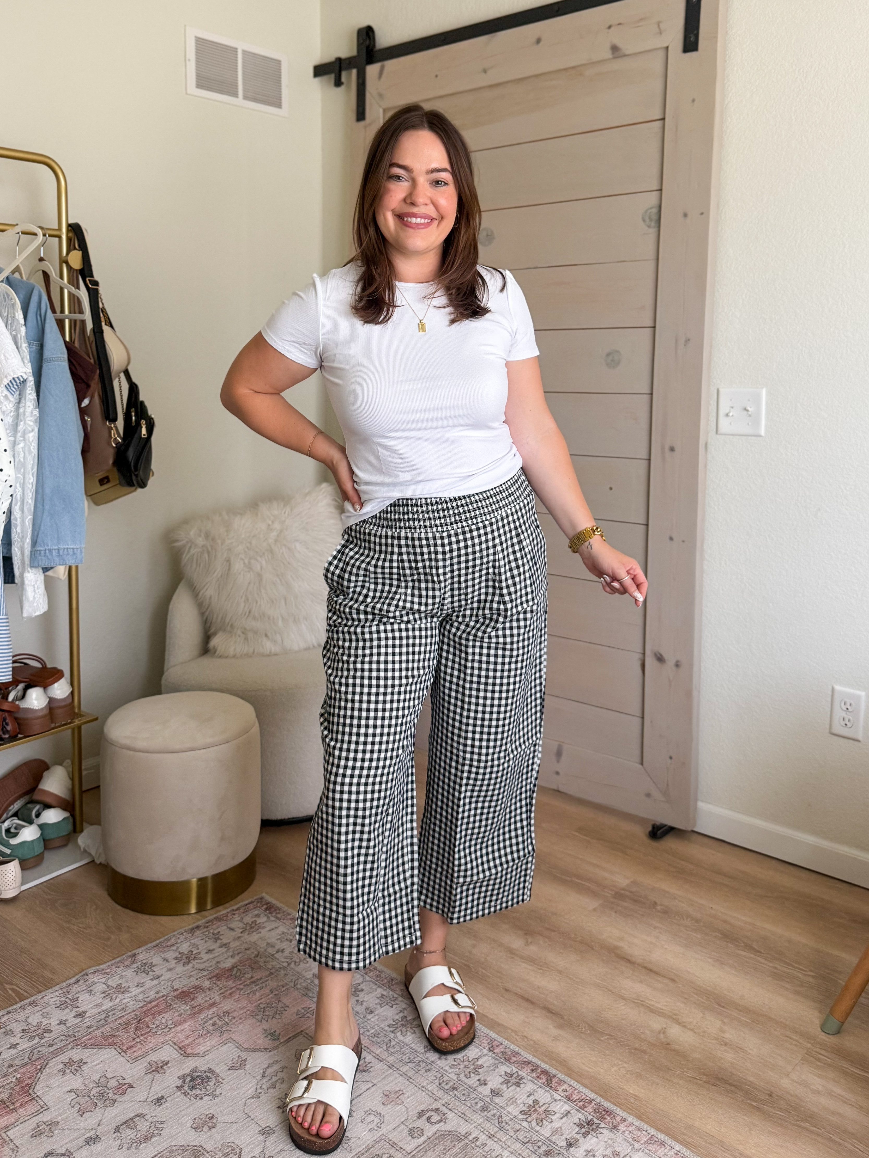 Adding a touch of gingham to my summer wardrobe with these cute pants! Wearing size large in all #summerstyle #amazonfinds
 

 #LTKootd #LTKSeasonal #LTKMidsize