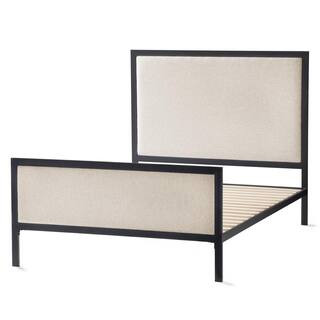 Baker Oat California King Upholstered Platform Bed with Metal Frame | The Home Depot
