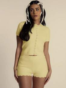 Butter Yellow Two Piece Set | SHEIN