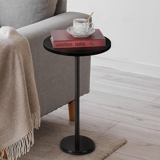 Black Side Table for Small Spaces Round End Table with Marble Base Small Pedestal Table Drink Tab... | Amazon (CA)