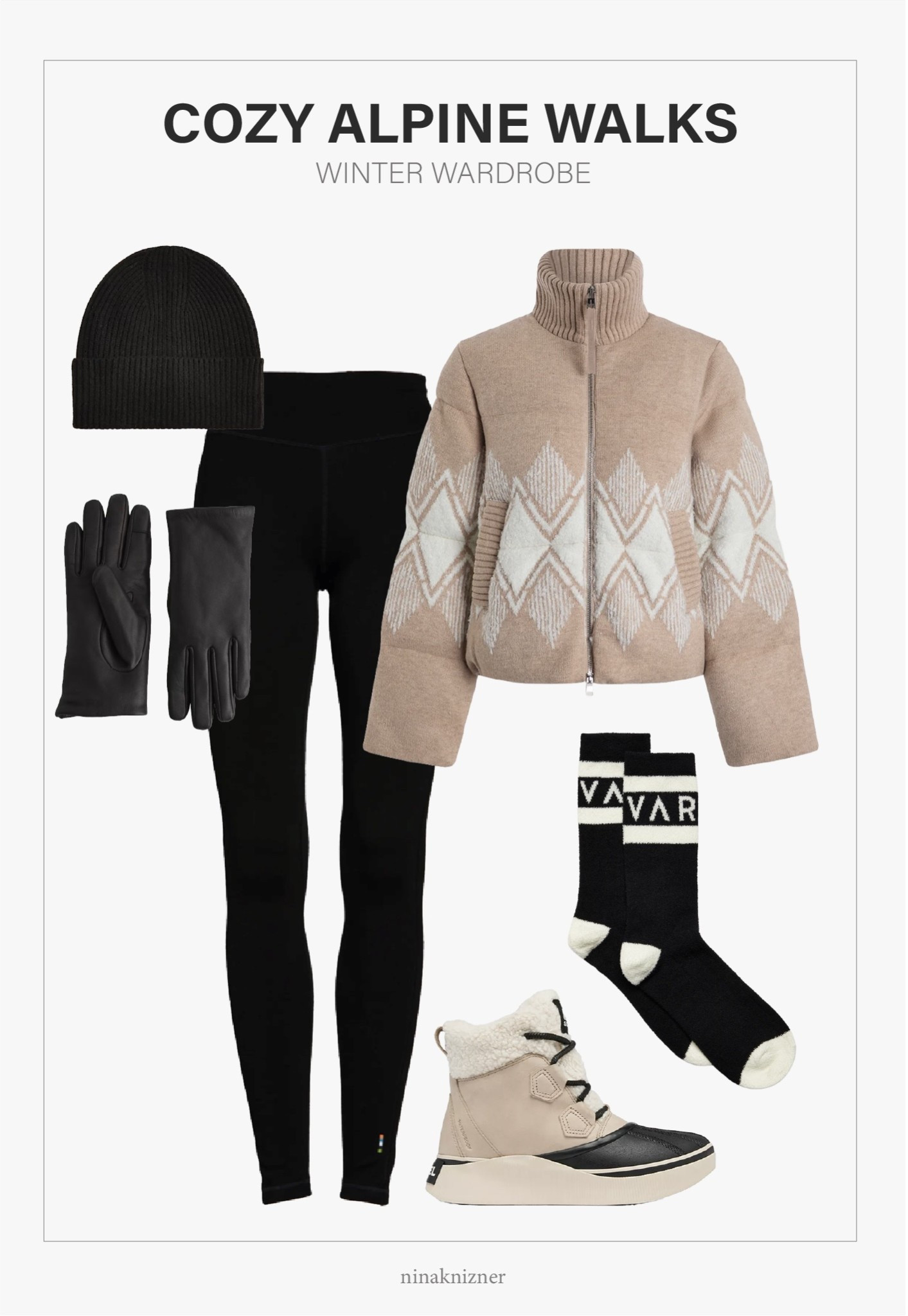 Casual Chic Winter Puffer Coat..

This winter outfit is all about the diamond pattern boucle knit jacket. Toasty warm and super cute, it’s soooo high on my wishlist :) Perfect for just about any casual winter activity…


- J.Crew Cashmere Knit Beanie in Black
- Quince - Cashmere Lined Leather Gloves in Black 
- Smartwool Merino 250 Baselayer Bottoms in Black 
- Varley Belinda Knit Puffer in Light Taupe
- Varley Spencer Sock in Black 
- Sorel Out N About Snow Boots in Light Taupe 

#puffer #knit #knitpuffer #cream #jacket #coat #thermal #leggings #winterleggings #snow #boots #snowboots #winterboots #shoes #wintershoes #mountain #alpine #insulated #shearling #white #waterproof #bootie #hiking #walking #beanie #cashmere #black #cozysocks #socks #wintersocks #gloves #leather #leathergloves #cashmeregloves #winteroutfitswomen

#LTKHoliday #LTKootd

#LTKActive #LTKSeasonal