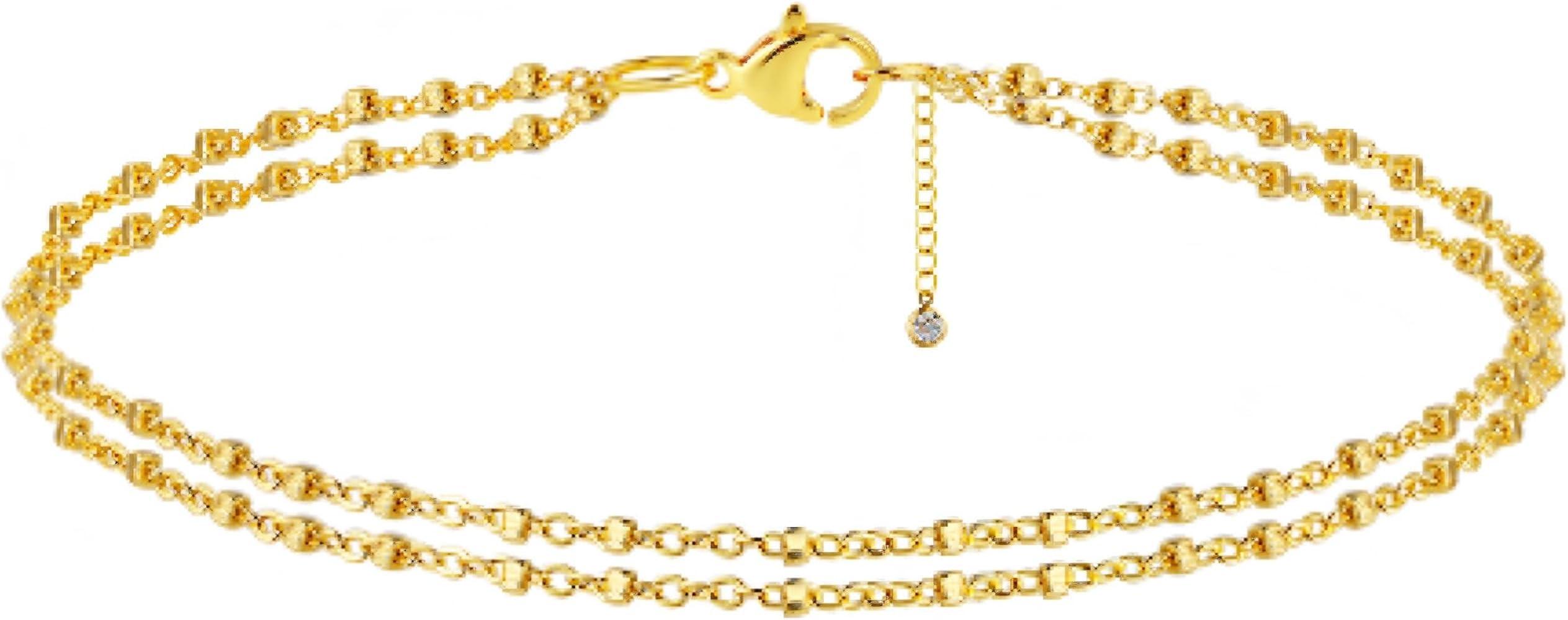 Gold Ankle Bracelets for women,14k Gold/Silver Plated Waterproof Layered lightweight Cuban Link F... | Amazon (US)