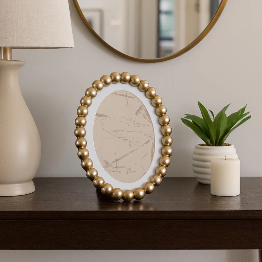 Decorative Oval Beaded Photo Frame - Minimalist Picture Frame For Wall Decor - Perfect For Entryw... | Wayfair North America