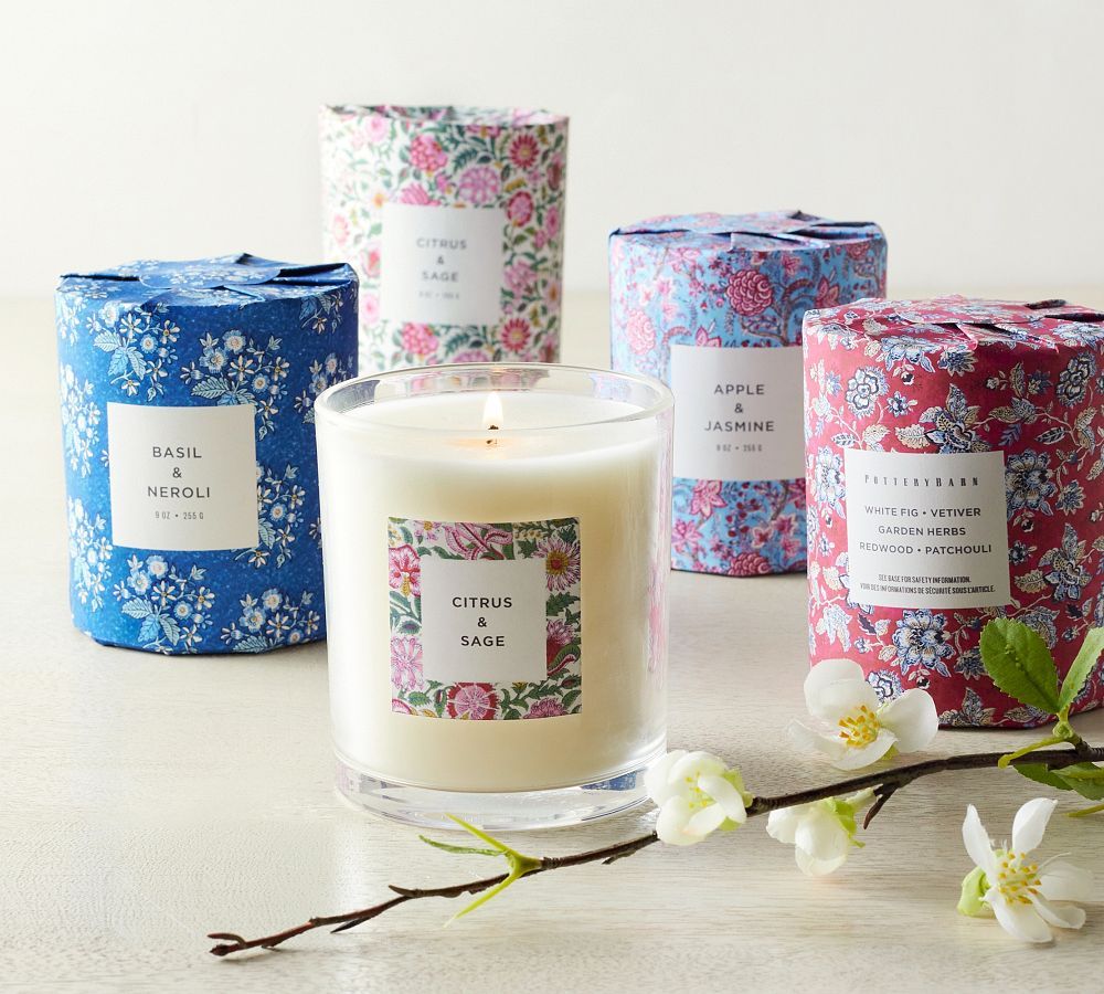 Block Print Paper Wrapped Scented Candle | Pottery Barn (US)