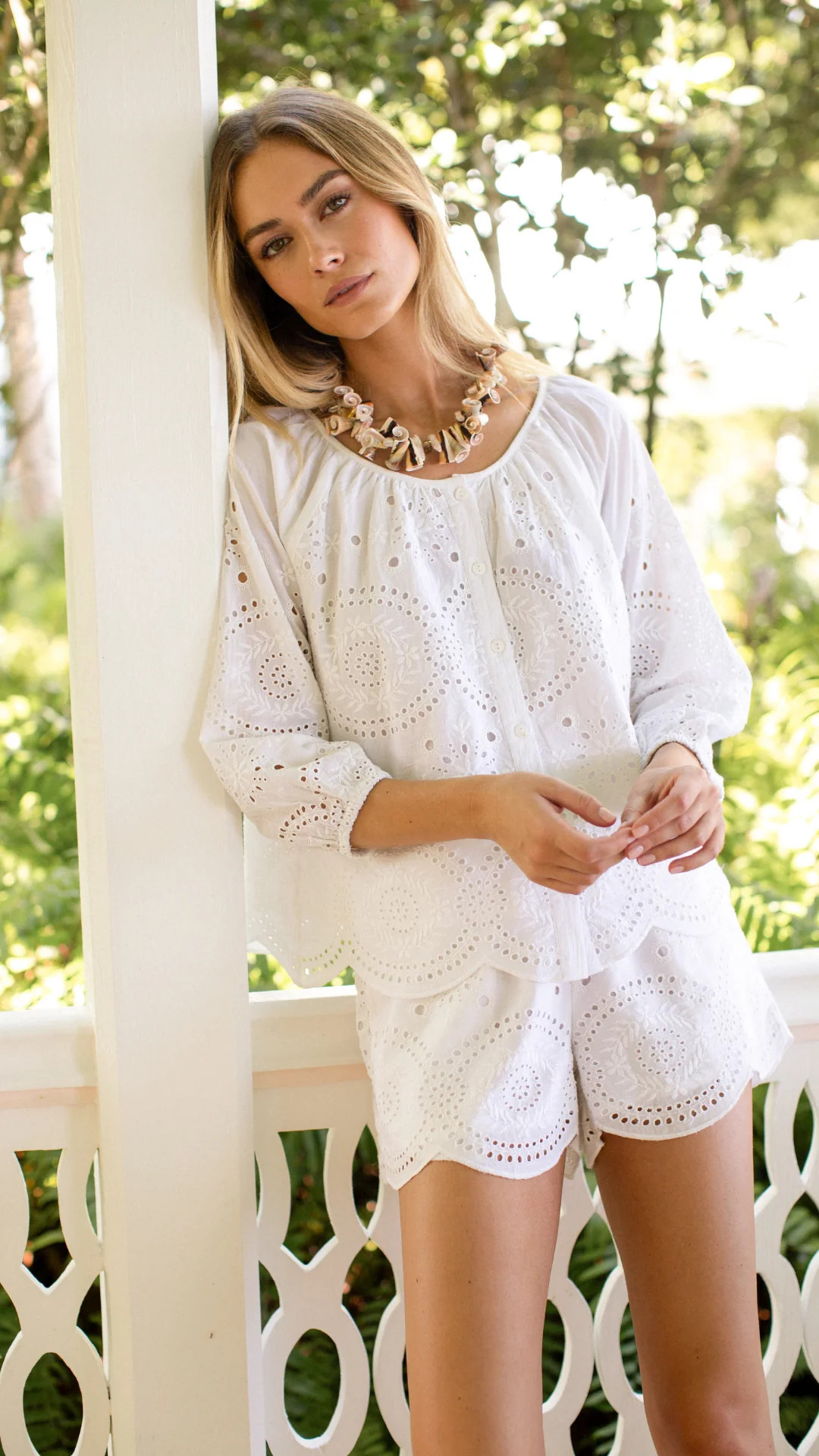 Laura Shorts - White Demi Eyelet | Marea