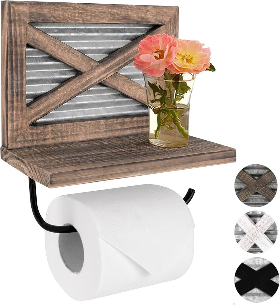 Autumn Alley Rustic Farmhouse Toilet Paper Holder with Shelf - Rustic Farmhouse Bathroom Decor - ... | Amazon (US)