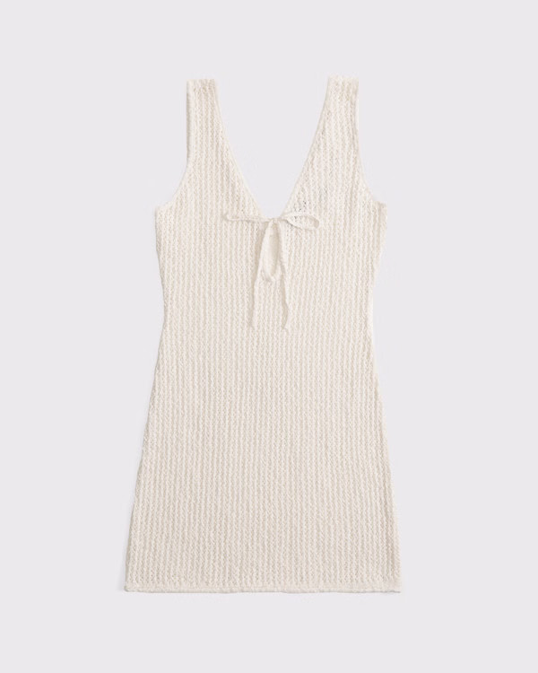 Crochet-Style Mini Dress Coverup | Abercrombie & Fitch (US)