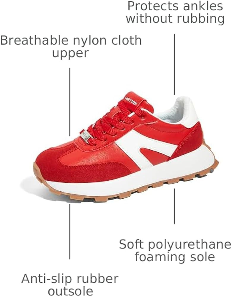 LUCKY STEP Women's Platform Fashion Sneakers Retro Classic Trainers Casual Lace-up Stylish Tennis... | Amazon (US)