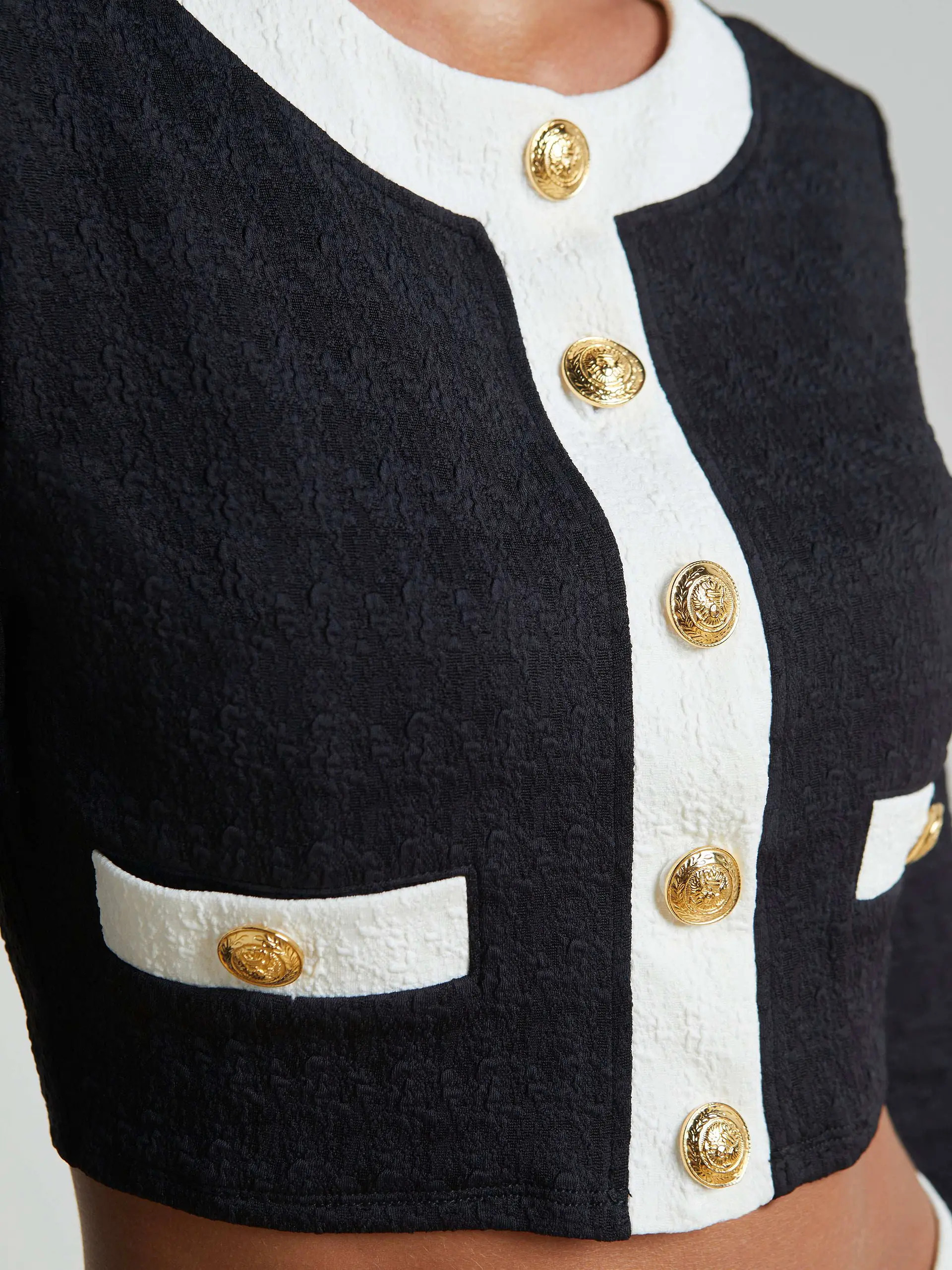 Adaline Cardigan Cover-Up in Black/White | L'AGENCE | L'Agence