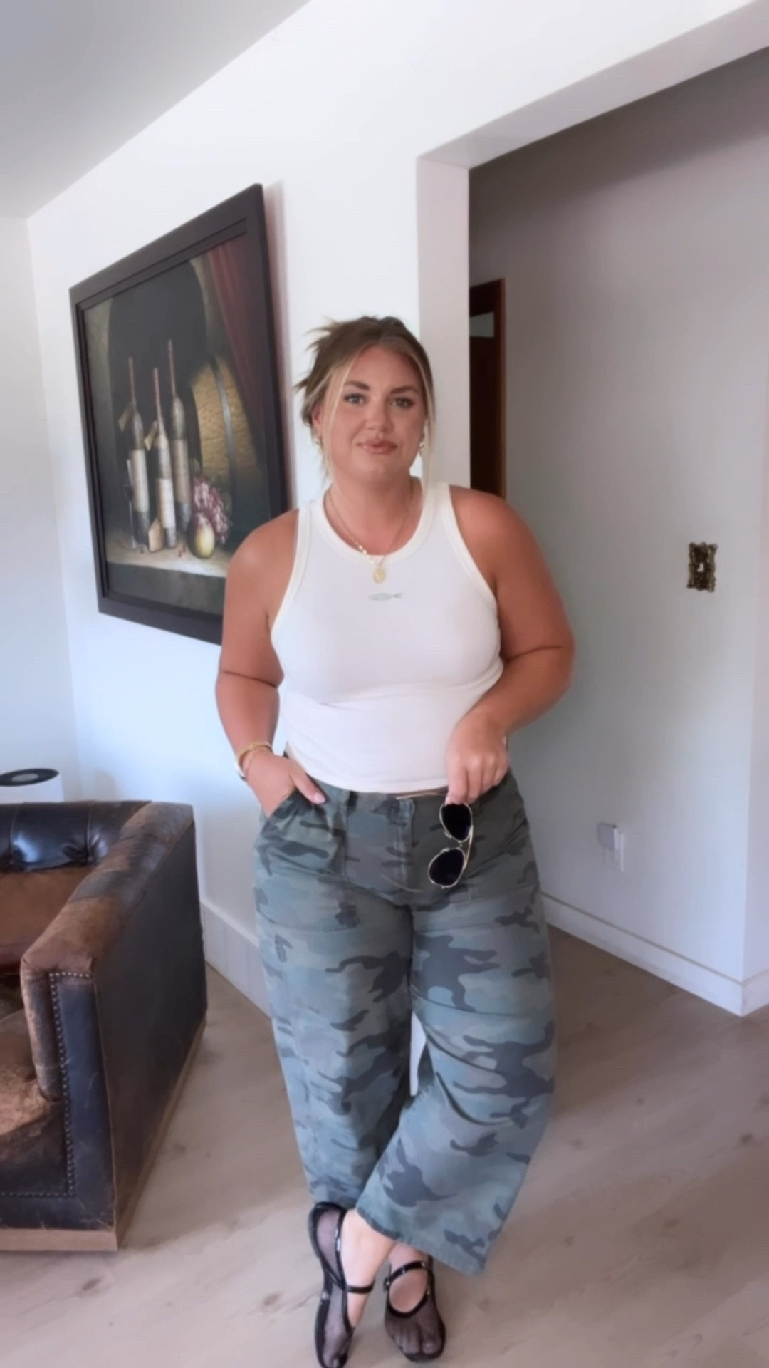 Camo pants are the perfect style to bring into fall. Love the fit of this pair, tts. My tank was a summer favorite + super affordable! These Maryjane flats are a go to for me, super comfortable + the perfect addition to any look! 

#LTKMidsize #LTKStyleTip #LTKFindsUnder50