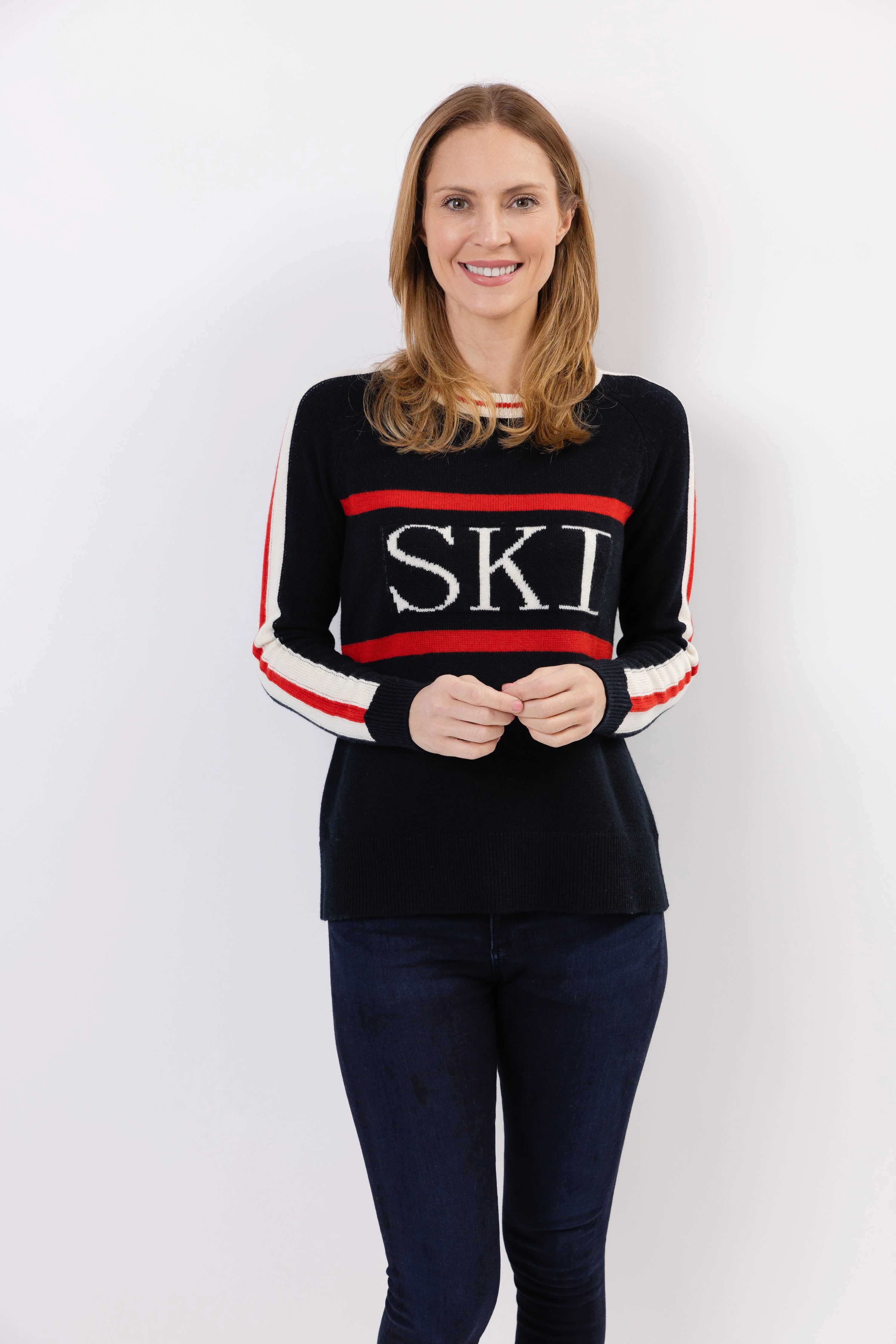 Black Stripe Sleeve Ski Sweater | Sail to Sable