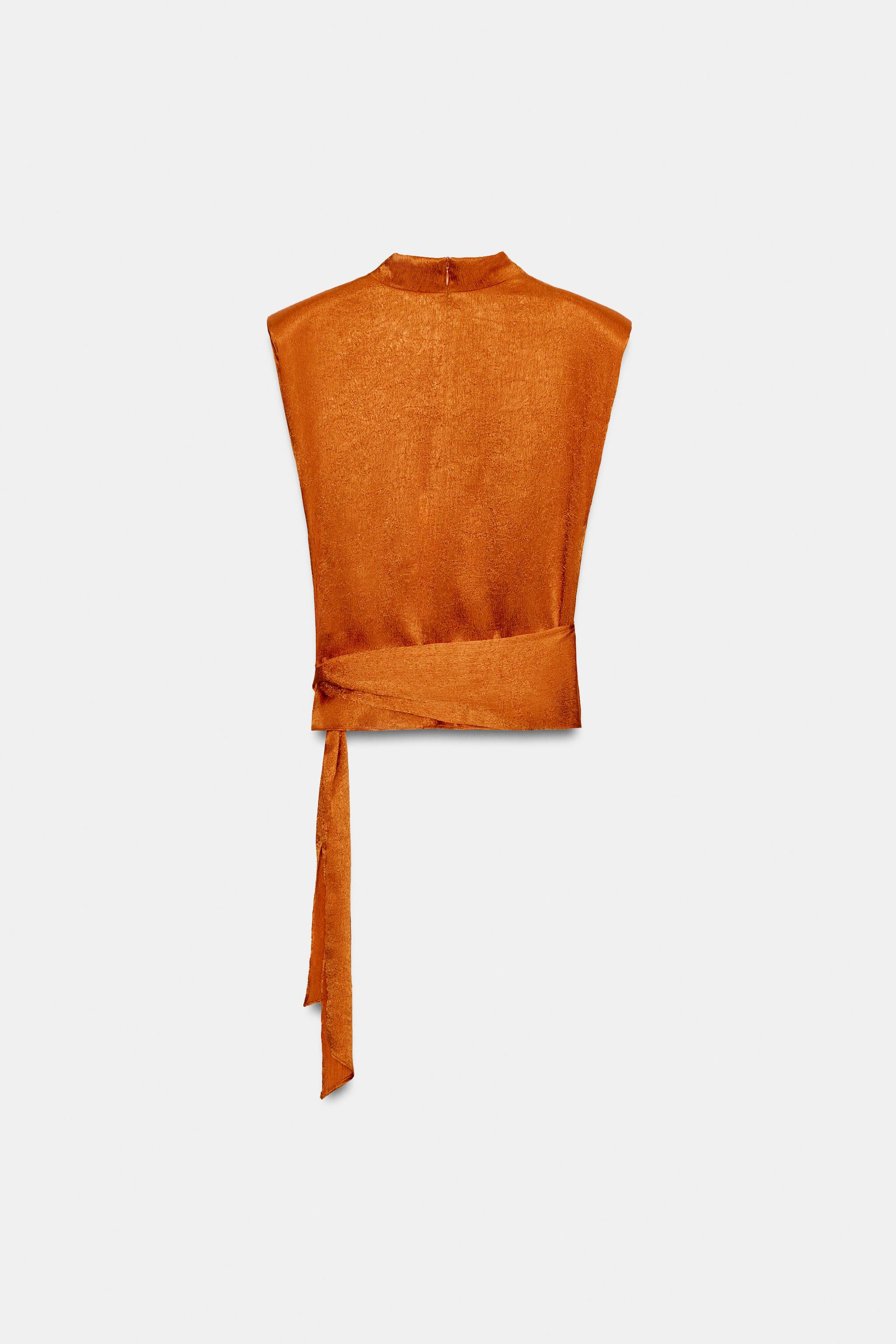 SATIN EFFECT TIE TOP | Zara US
