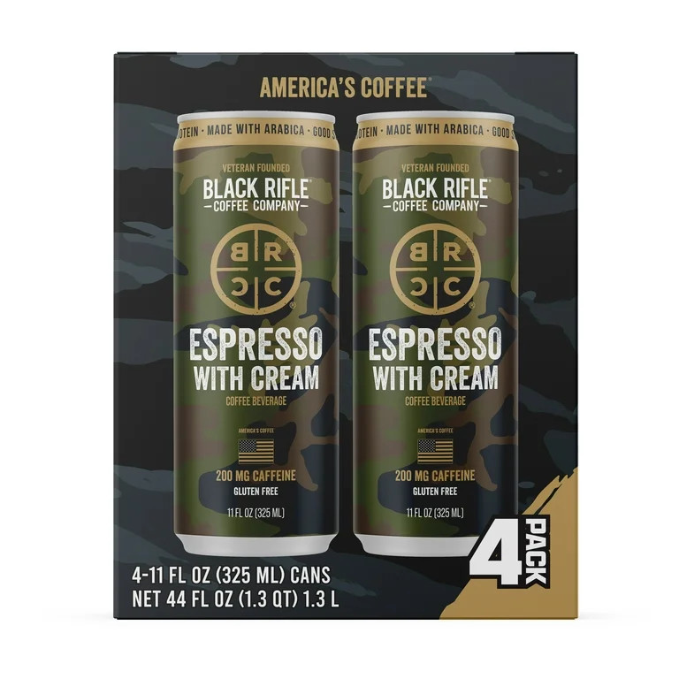 Black Rifle Coffee Company Iced Espresso with Cream, Ready to Drink for Instant Energy 4 Pack, 11... | Walmart (US)