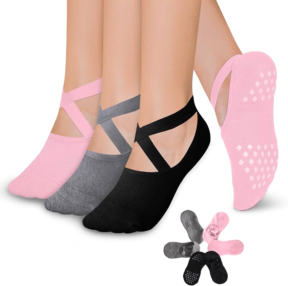 Diu Life 3 Pack Pilates Socks Yoga Socks with Grips for Women Non Slip, Workout, Pure Barre, Ball... | Amazon (US)