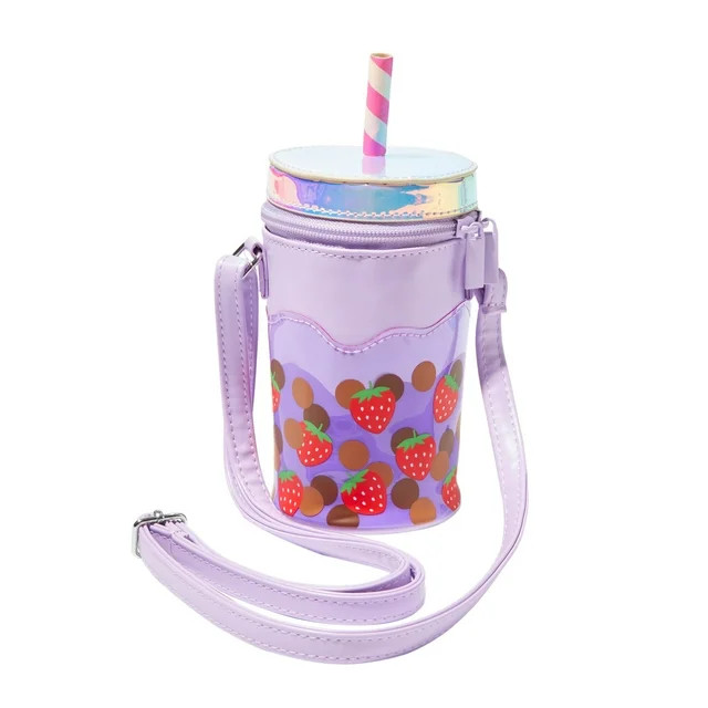 Claire's Purple Irridescent Boba Tea Crossbody Bag with Adjustable Strap | Walmart (US)