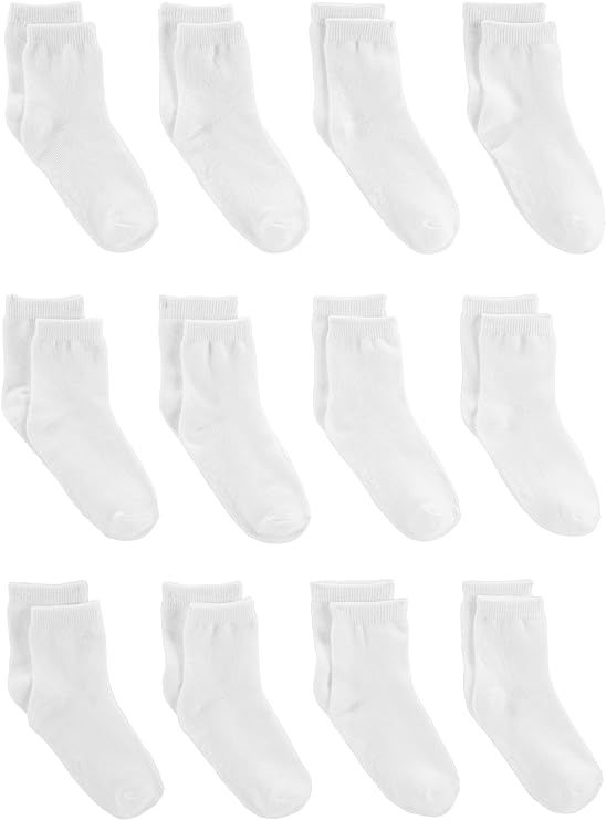 Simple Joys by Carter's Unisex Toddlers' Crew Socks, 12 Pairs, White, 2-3T | Amazon (US)