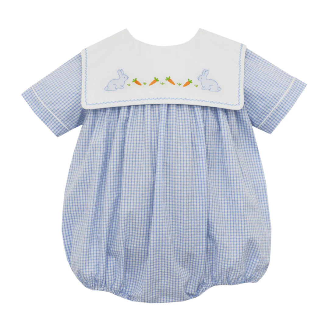 blue seersucker check bubble with bunny | Ellifox